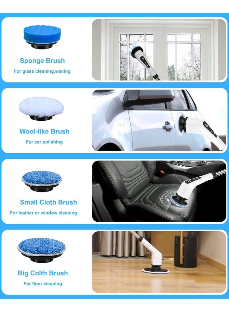 فرشاة تنظيف كهربائية دوارة 9 في 1 لاسلكية للحمامات، مزودة بـ 9 رؤوس فرشاة قابلة للاستبدال، ومقبض تمديد قابل للتعديل، وشاحن، ومحرك قوي بقدرة 25 واط، ومنظف كهربائي مقاوم للماء لحوض الاستحمام، والبلاط، والدش، والأرضيات، والمطبخ، وغيرها. - Image 3